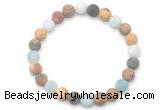 CGB8080 8mm matte amazonite, picture jasper & picasso jasper beaded stretchy bracelets