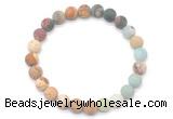 CGB8081 8mm matte amazonite, picture jasper & picasso jasper beaded stretchy bracelets