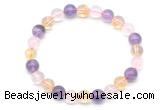 CGB8094 8mm amethyst, citrine & rose quartz beaded stretchy bracelets