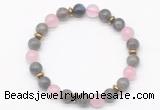 CGB8101 8mm labradorite, rose quartz & hematite power beads bracelet