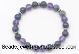 CGB8106 8mm sodalite, amethyst & hematite power beads bracelet