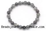 CGB8109 8mm labradorite, garnet & hematite power beads bracelet