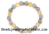 CGB8110 8mm labradorite, citrine & hematite power beads bracelet