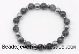 CGB8116 8mm black labradorite & hematite power beads bracelet