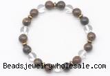 CGB8118 8mm bronzite, white crystal & hematite power beads bracelet