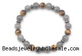 CGB8120 8mm labradorite, yellow tiger eye & hematite power beads bracelet