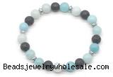 CGB8130 8mm amazonite, black lava & hematite power beads bracelet