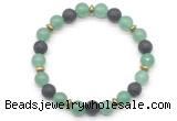 CGB8131 8mm green aventurine, black lava & hematite power beads bracelet