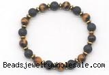 CGB8135 8mm yellow tiger eye, black lava & hematite power beads bracelet