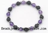 CGB8137 8mm amethyst, black lava & hematite power beads bracelet