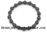 CGB8138 8mm matte black agate, black lava & hematite power beads bracelet