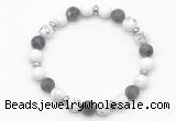 CGB8152 8mm white howlite, matte black labradorite & hematite power beads bracelet