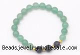 CGB8169 8mm green aventurine & black lava beaded stretchy bracelets