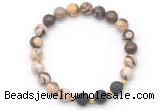 CGB8175 8mm brown zebra jasper & black lava beaded stretchy bracelets