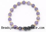 CGB8184 8mm matte amethyst & black lava beaded stretchy bracelets