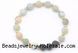 CGB8188 8mm matte amazonite & black lava beaded stretchy bracelets