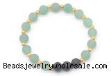 CGB8189 8mm matte green aventurine & black lava beaded stretchy bracelets