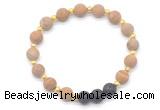 CGB8194 8mm matte wooden jasper & black lava beaded stretchy bracelets