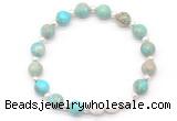 CGB8202 8mm blue sea sediment jasper & white lava beaded stretchy bracelets