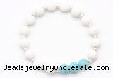 CGB8204 8mm white lava & blue howlite beaded stretchy bracelets