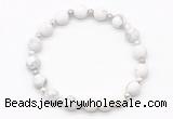 CGB8205 8mm matte white howlite & white lava beaded stretchy bracelets