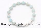 CGB8206 8mm matte amazonite & white lava beaded stretchy bracelets