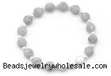 CGB8208 8mm matte grey picture jasper & white lava beaded stretchy bracelets