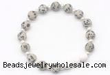 CGB8209 8mm matte dalmatian jasper & white lava beaded stretchy bracelets