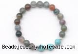 CGB8218 8mm Indian agate & blue howlite beaded stretchy bracelets