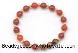 CGB8220 8mm red agate & yellow tiger eye beaded stretchy bracelets