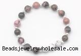 CGB8221 8mm rhodonite & white howlite beaded stretchy bracelets