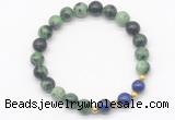 CGB8223 8mm ruby zoisite & lapis lazuli beaded stretchy bracelets