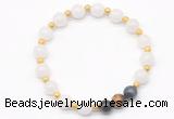 CGB8225 8mm white jade & colorfull tiger eye beaded stretchy bracelets