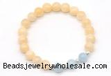 CGB8227 8mm honey jade & aquamarine beaded stretchy bracelets