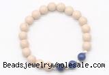 CGB8233 8mm white fossil jasper & lapis lazuli beaded stretchy bracelets