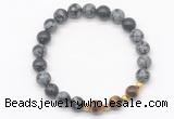 CGB8240 8mm snowflake obsidian & yellow tiger eye beaded stretchy bracelets