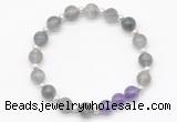 CGB8252 8mm cloudy quartz & amethyst beaded stretchy bracelets