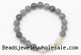 CGB8253 8mm labradorite & white moonstone beaded stretchy bracelets