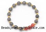 CGB8256 8mm rainbow labradorite & red agate beaded stretchy bracelets