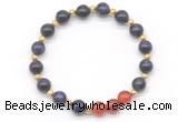 CGB8259 8mm purple yellow tiger eye & red agate beaded stretchy bracelets