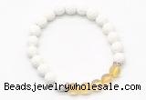 CGB8272 8mm white lava & citrine beaded mala stretchy bracelets
