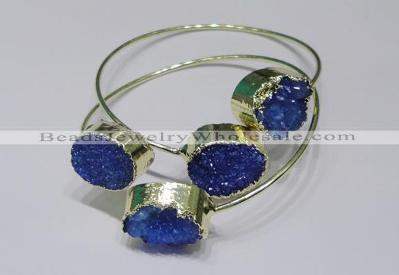 CGB830 13*18mm - 15*20mm oval druzy agate gemstone bangles