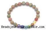 CGB8306 8mm matte unakite 7 chakra beaded mala stretchy bracelets