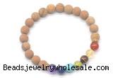 CGB8308 8mm matte wooden jasper 7 chakra beaded mala stretchy bracelets