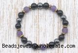 CGB8322 8mm matte amethyst, black onyx & hematite energy bracelet