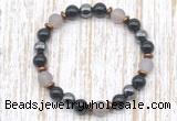 CGB8323 8mm matte grey agate, black onyx & hematite energy bracelet