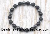 CGB8324 8mm matte black onyx, black onyx & hematite energy bracelet