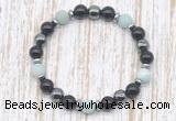 CGB8325 8mm matte amazonite, black onyx & hematite energy bracelet