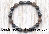 CGB8327 8mm matte bronzite, black onyx & hematite energy bracelet