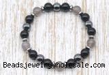 CGB8340 8mm grey agate, black onyx & hematite energy bracelet